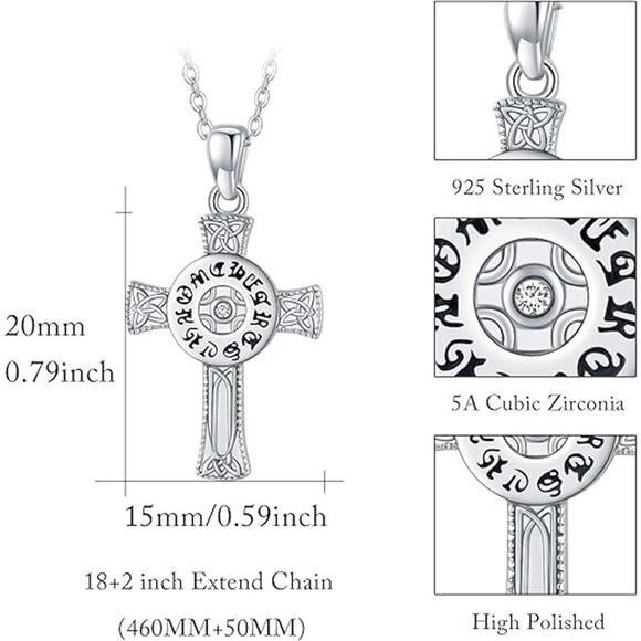 Cross Necklace Sterling Silver Celtic Knot Faith Cross Necklace Prayer Jewelry - Picture 2 of 3